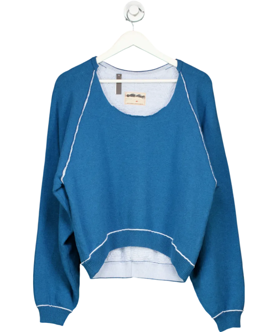 Free People Blue Oversize Pullover Sweatshirt UK XS