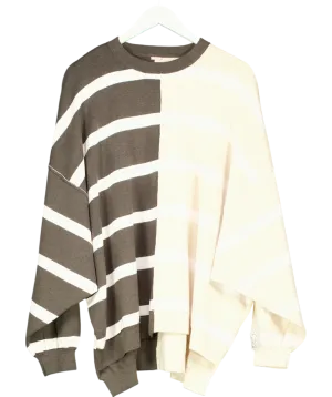 Free People Chocolate/Beige Uptown Stripe Pullover UK 8