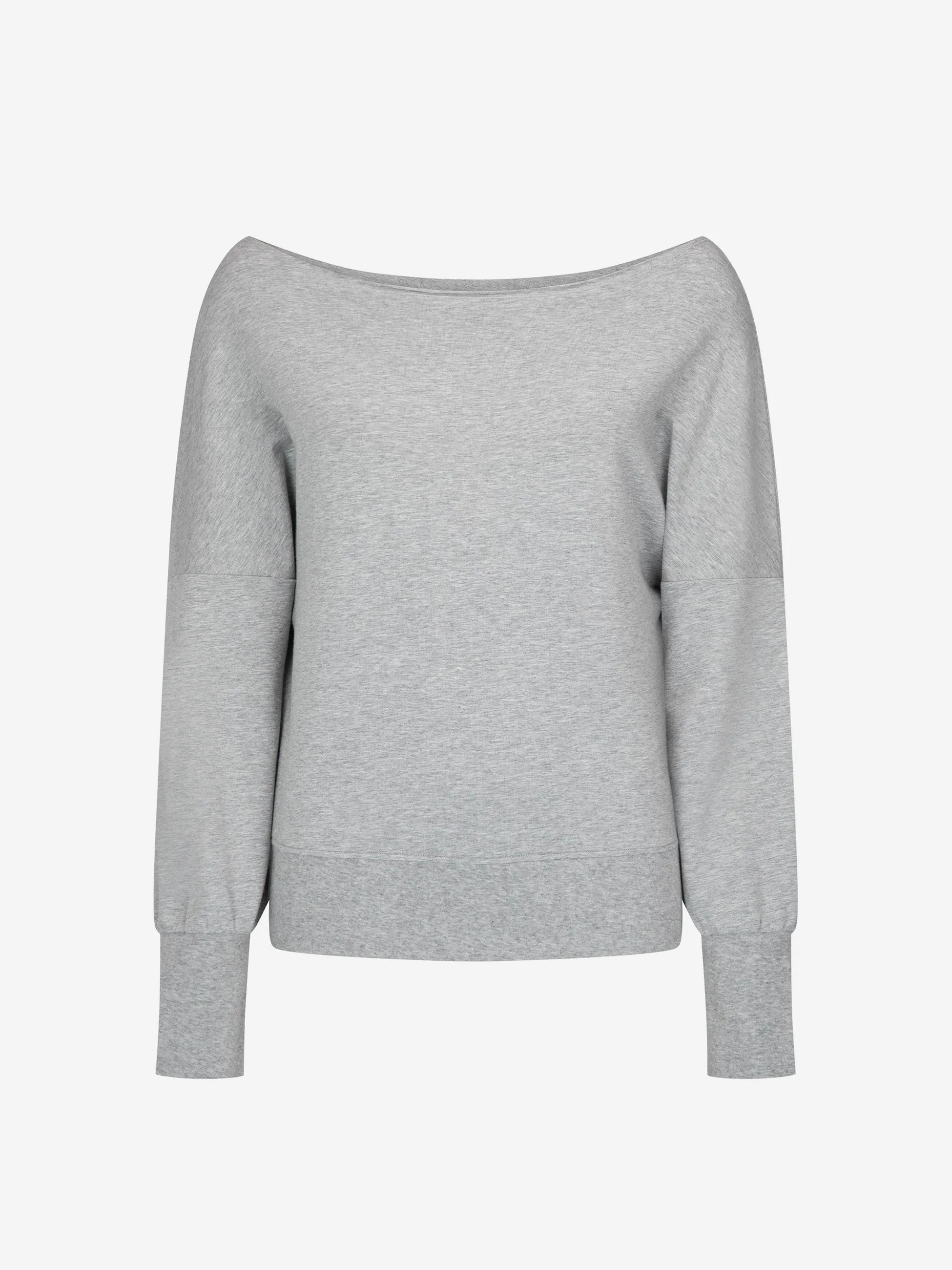 French Terry Off Shoulder Sweatshirt  - Melange Grey