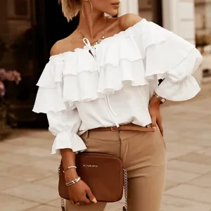 Frill Seeker Ruffle Off-Shoulder Tiered Blouse