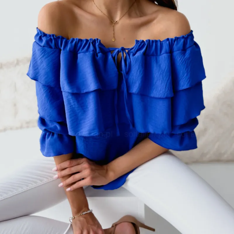 Frill Seeker Ruffle Off-Shoulder Tiered Blouse