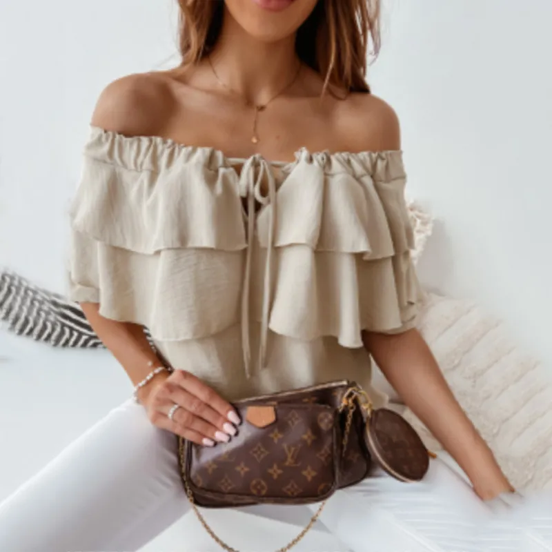 Frill Seeker Ruffle Off-Shoulder Tiered Blouse