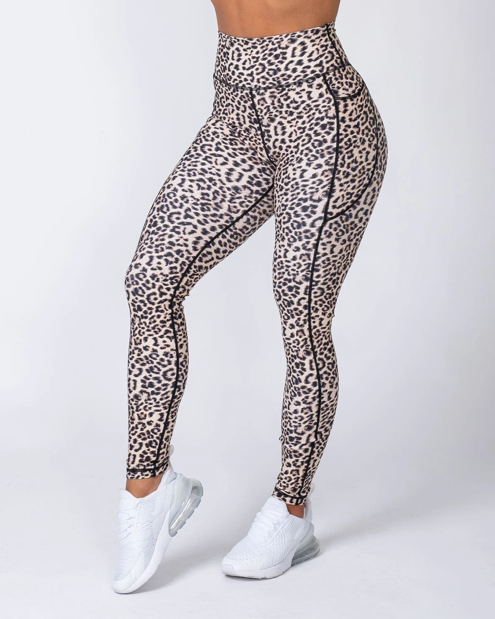 Full Length Pocket Leggings - Yellow Leopard