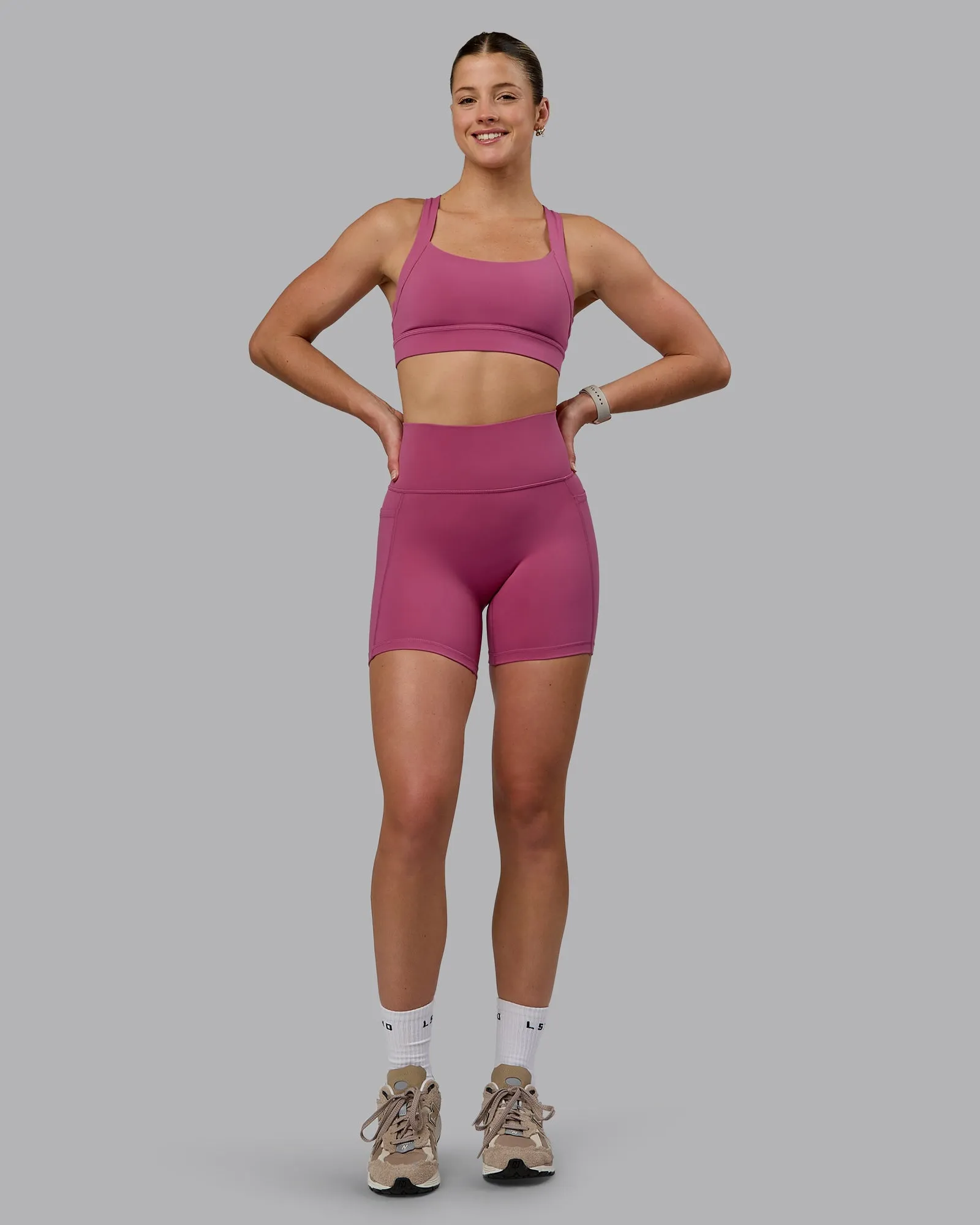 Fusion Mid Short Tight With Pockets - Mauve Haze