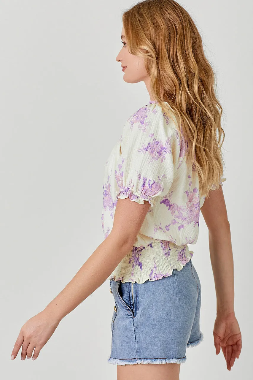 Gauze Floral On/Off Shoulder Top