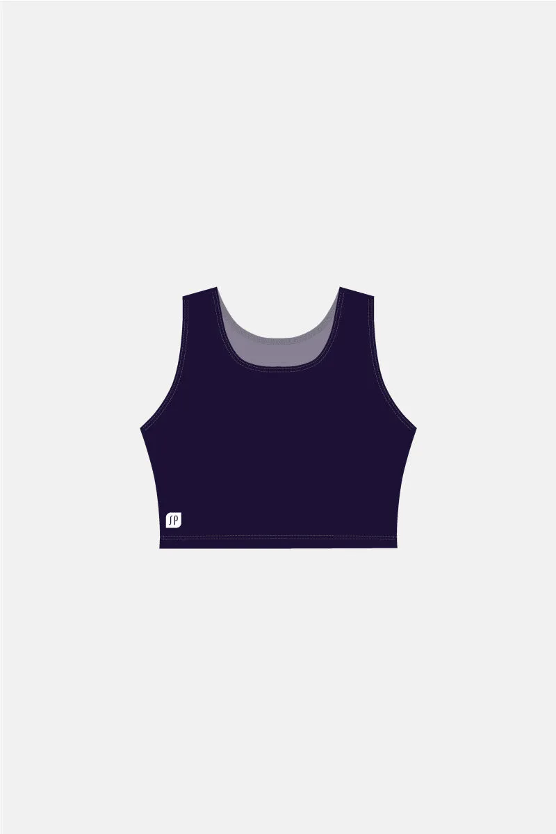 Girls Navy Cropped Singlets (Plain)