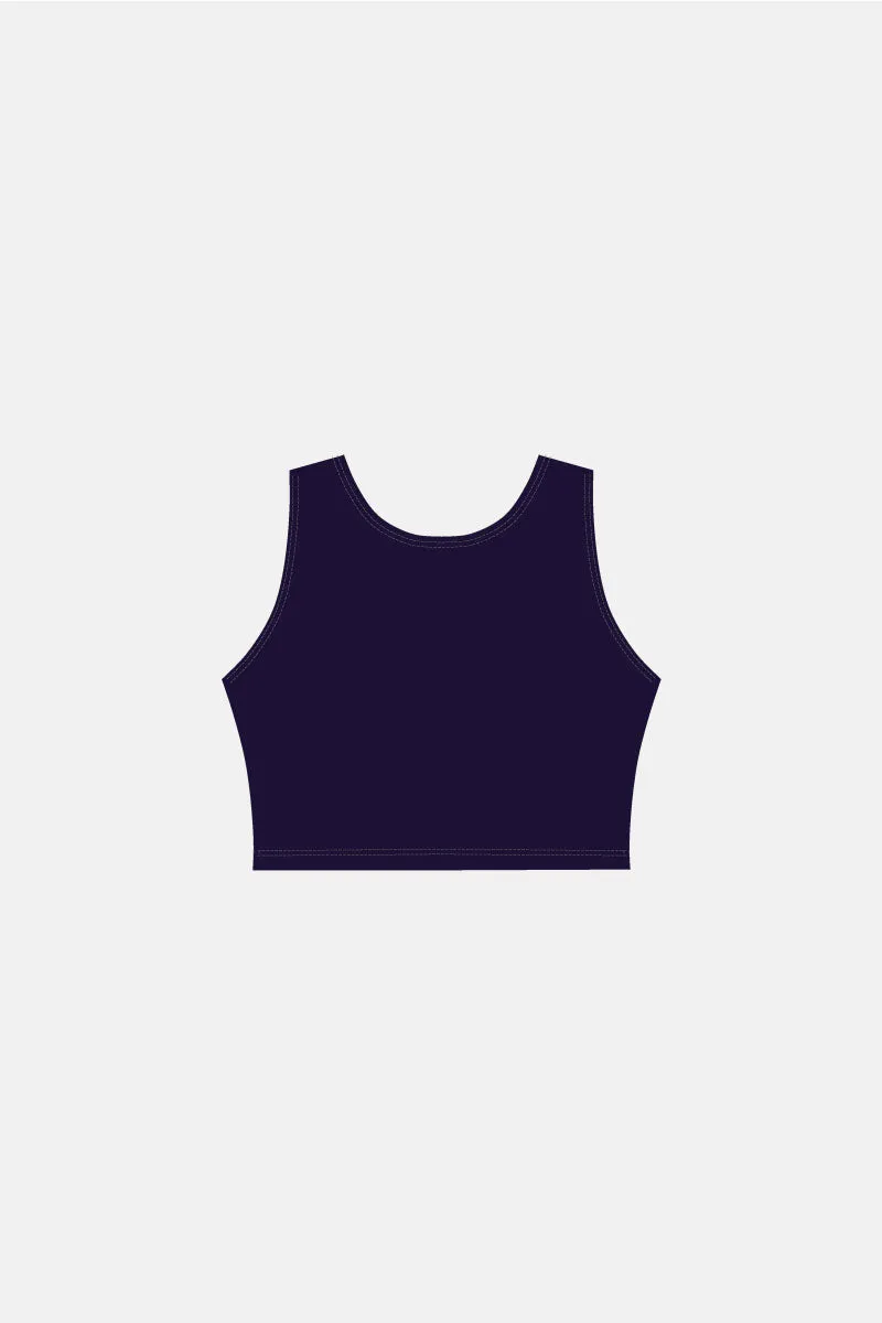 Girls Navy Cropped Singlets (Plain)