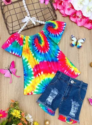 Girls Twirl Through Spring Top and Shorts Set
