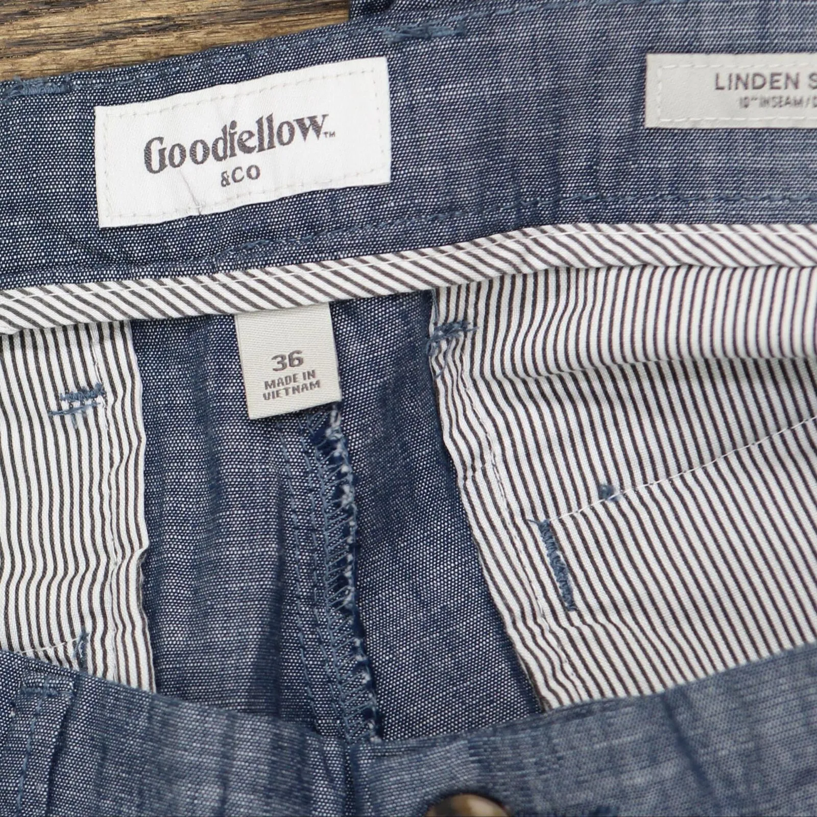 Goodfellow & Co. Mens Linden Cotton 10" Shorts 1667fc9eed32ad Blue 36