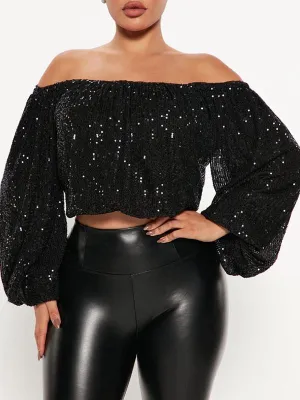 Goosudu Sequin Off-Shoulder Top