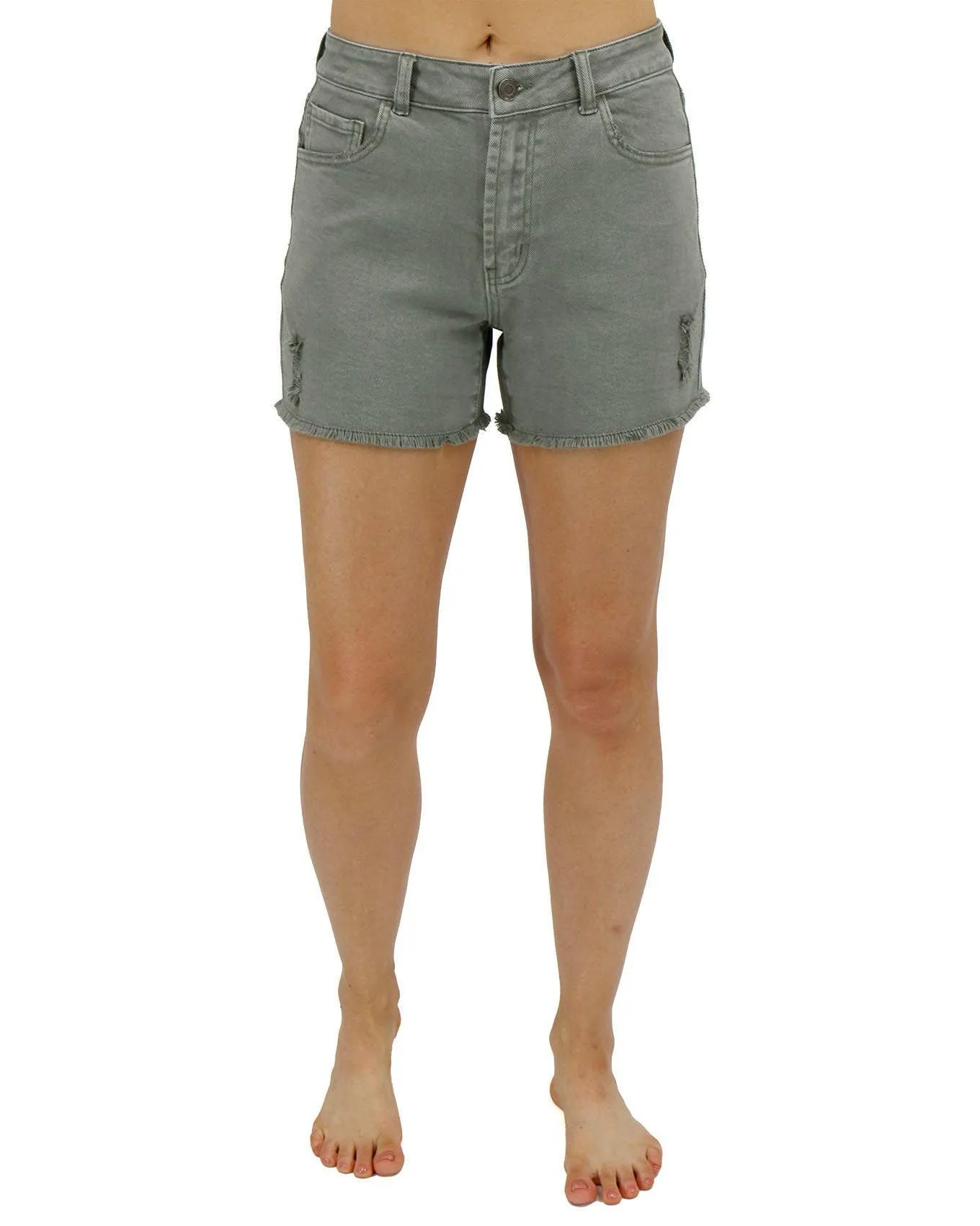 Grace and Lace Casual Colored Denim Shorts in Olive