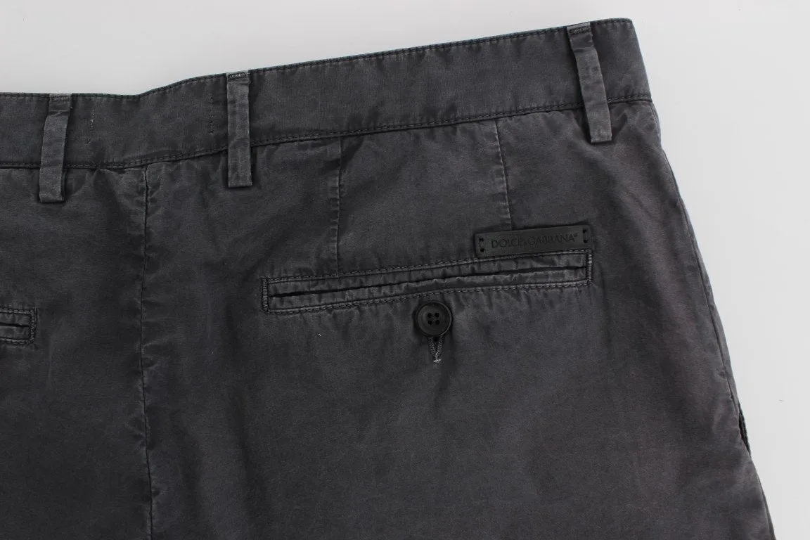 Gray Faded Cotton Above Knees Casual Shorts