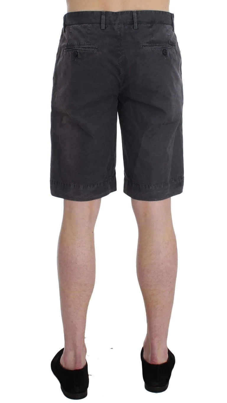 Gray Faded Cotton Above Knees Casual Shorts