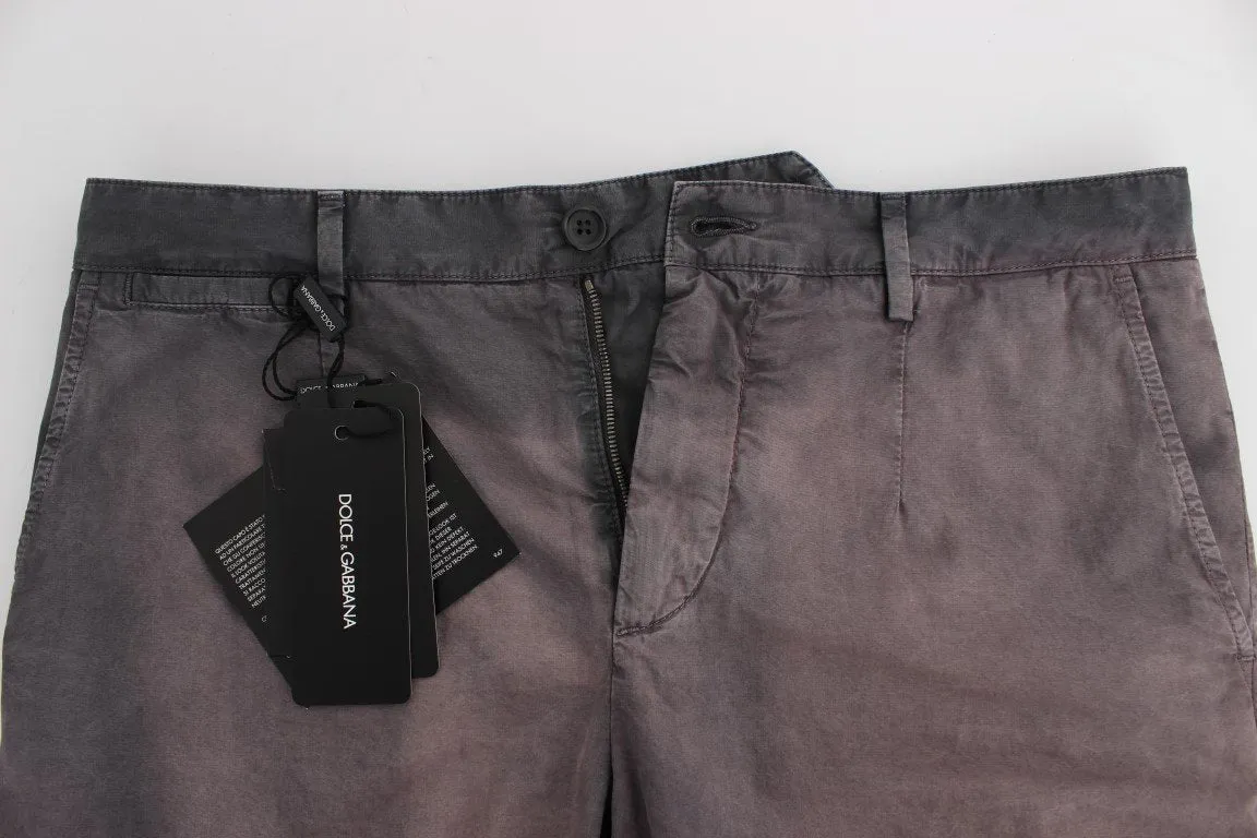 Gray Faded Cotton Above Knees Casual Shorts