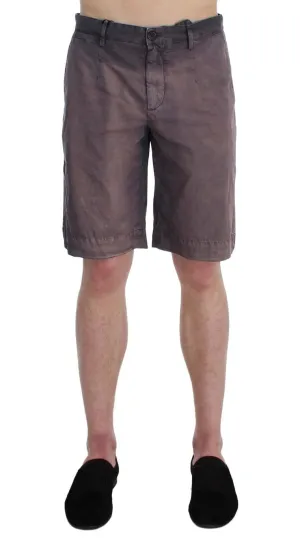 Gray Faded Cotton Above Knees Casual Shorts