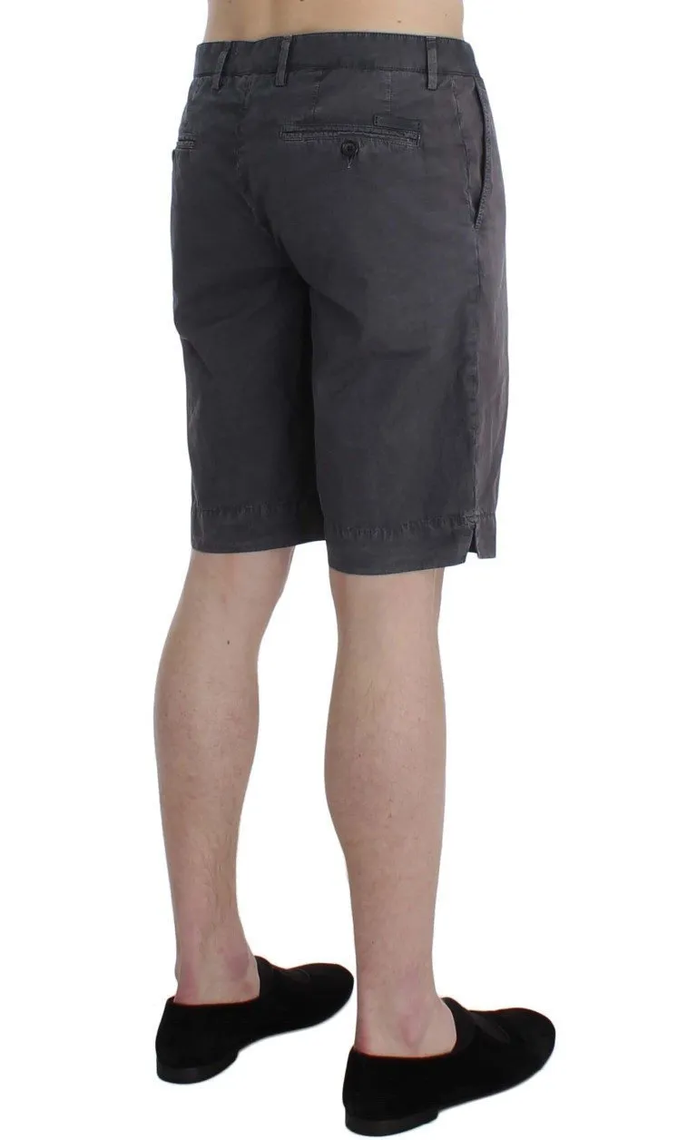 Gray Faded Cotton Above Knees Casual Shorts