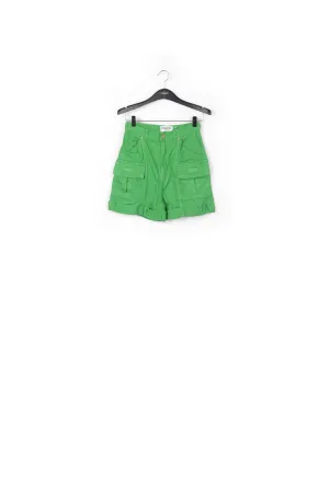 Green denim cargo shorts