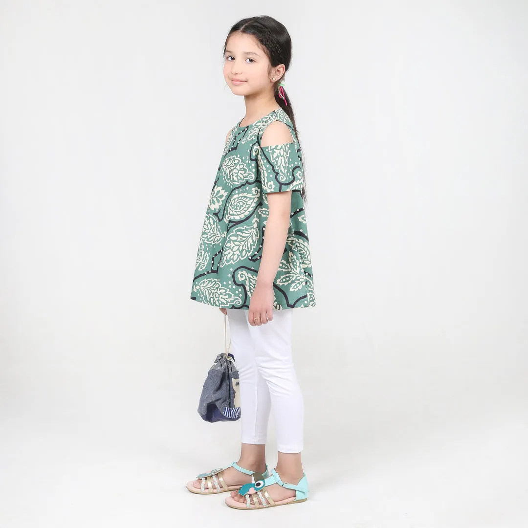 Green Floral Off Shoulder Top
