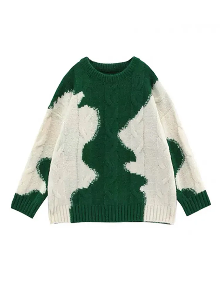 Green Ripple Oversized Pullover