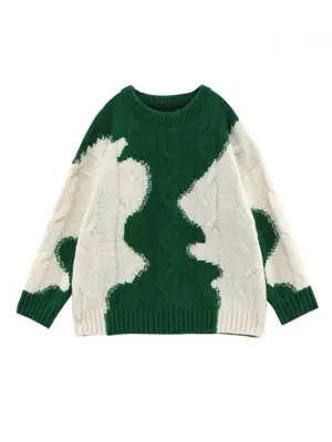 Green Ripple Oversized Pullover