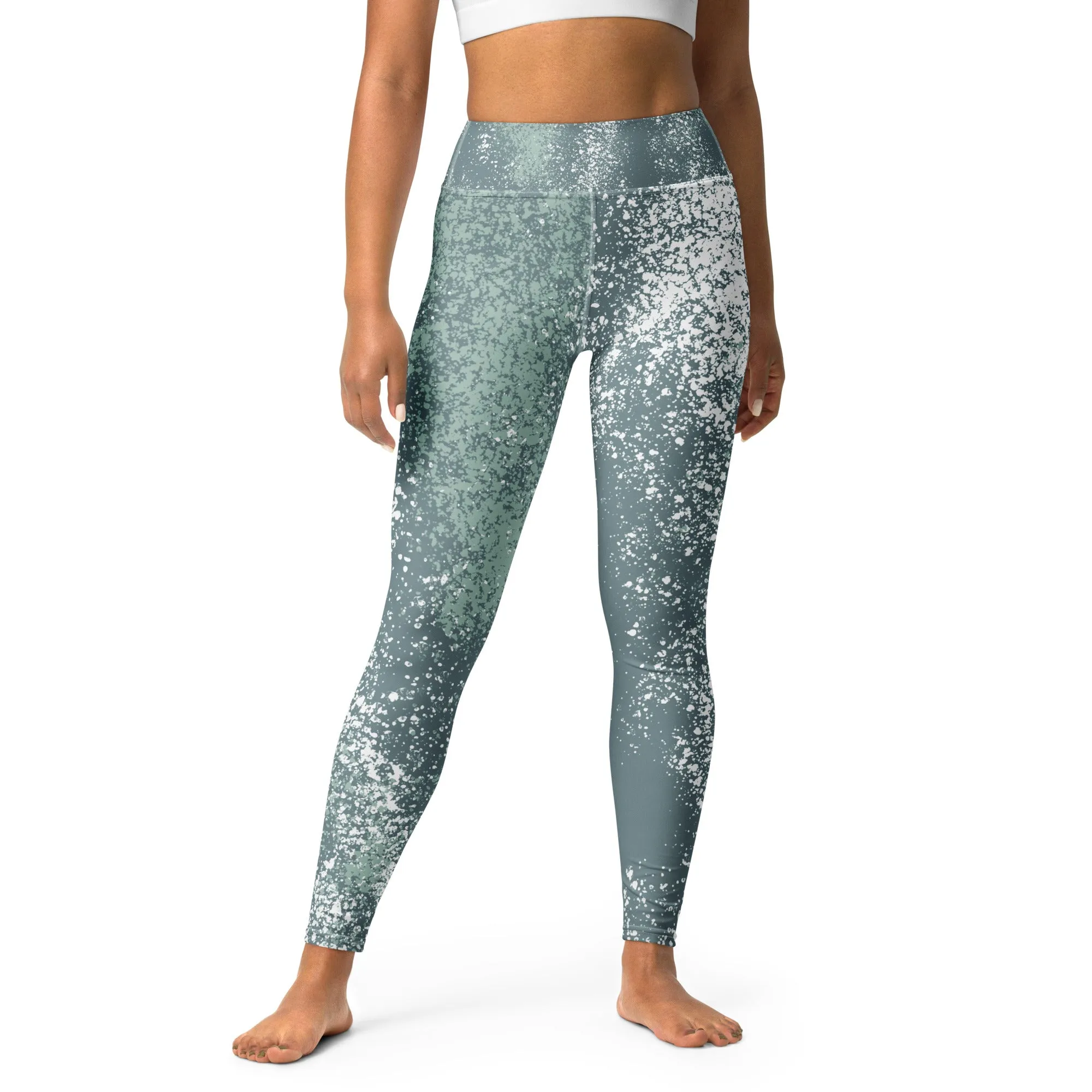 Green Splash High Waisted Yoga Leggings