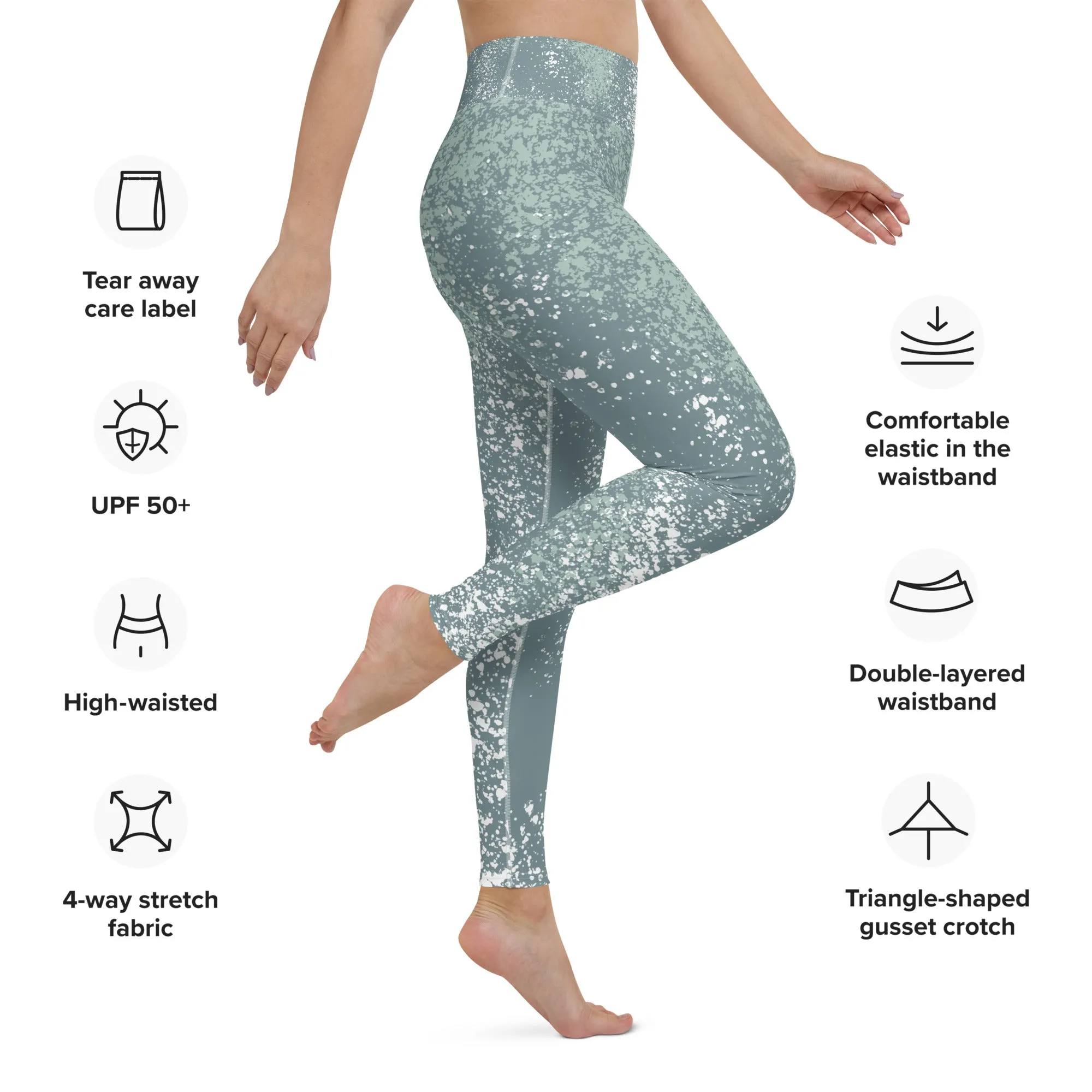 Green Splash High Waisted Yoga Leggings