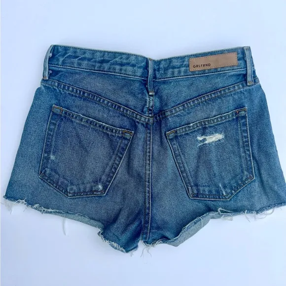 GRLFRND Cindy Cutoff Denim Psychedelic Shack Denim Blue Wash Short Shorts  sz 26