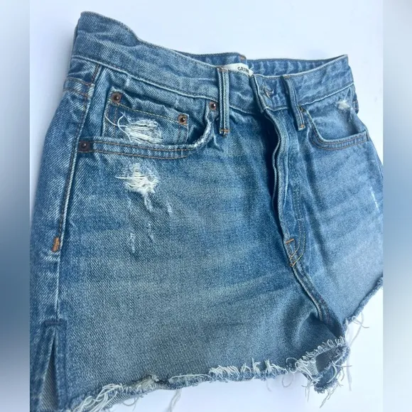 GRLFRND Cindy Cutoff Denim Psychedelic Shack Denim Blue Wash Short Shorts  sz 26
