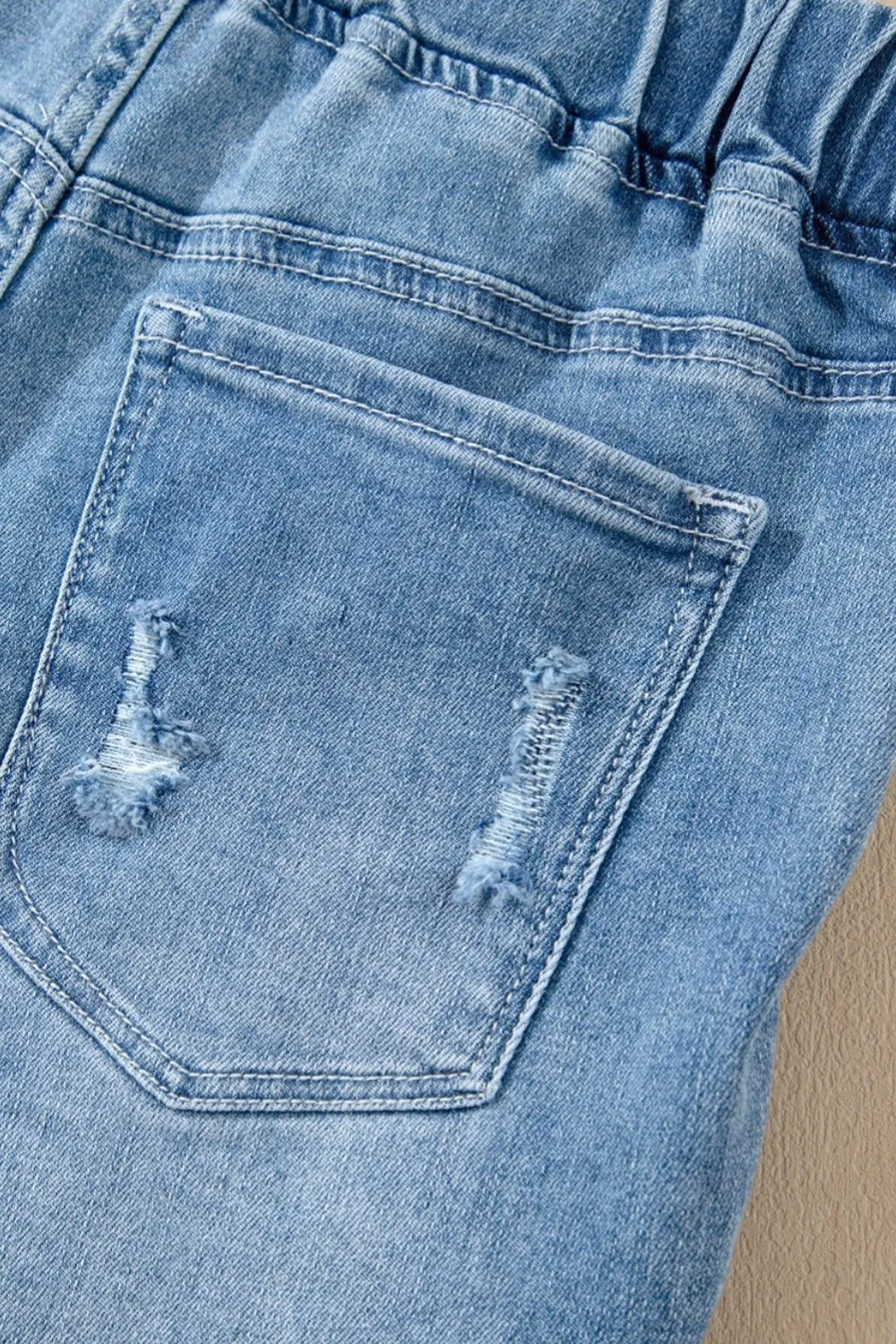 High Waist Distressed Denim Shorts – Stylish & Comfy