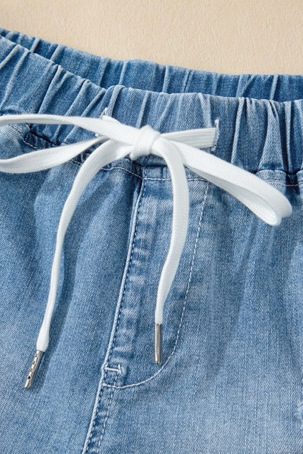 High Waist Distressed Denim Shorts – Stylish & Comfy