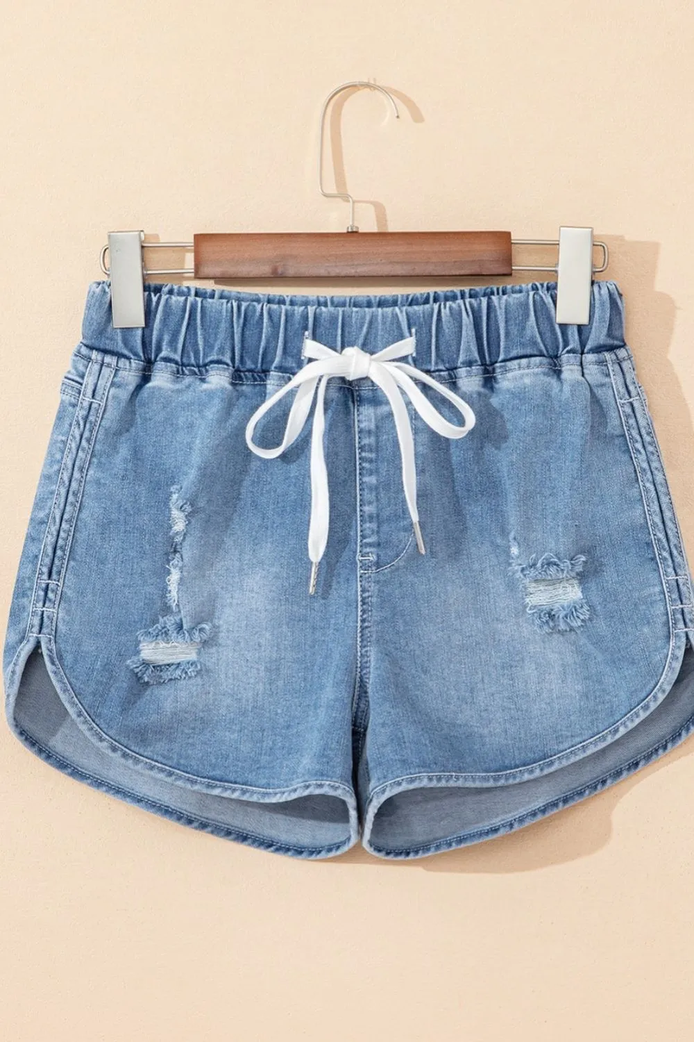 High Waist Distressed Denim Shorts – Stylish & Comfy