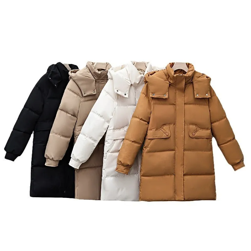 Hip-Length Women's Windproof Puffer Jacket with Elastic Band Cuffs