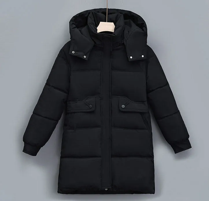 Hip-Length Women's Windproof Puffer Jacket with Elastic Band Cuffs