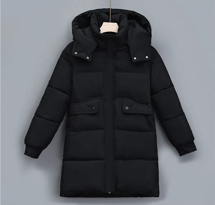 Hip-Length Women's Windproof Puffer Jacket with Elastic Band Cuffs