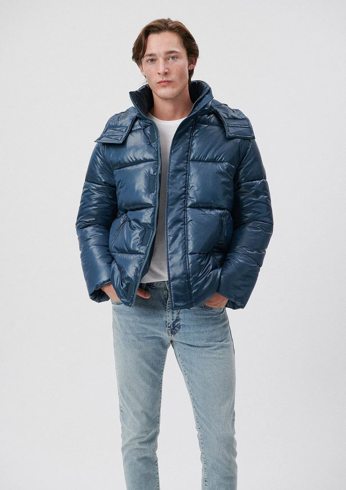 Hooded Navy Puffer Jacket