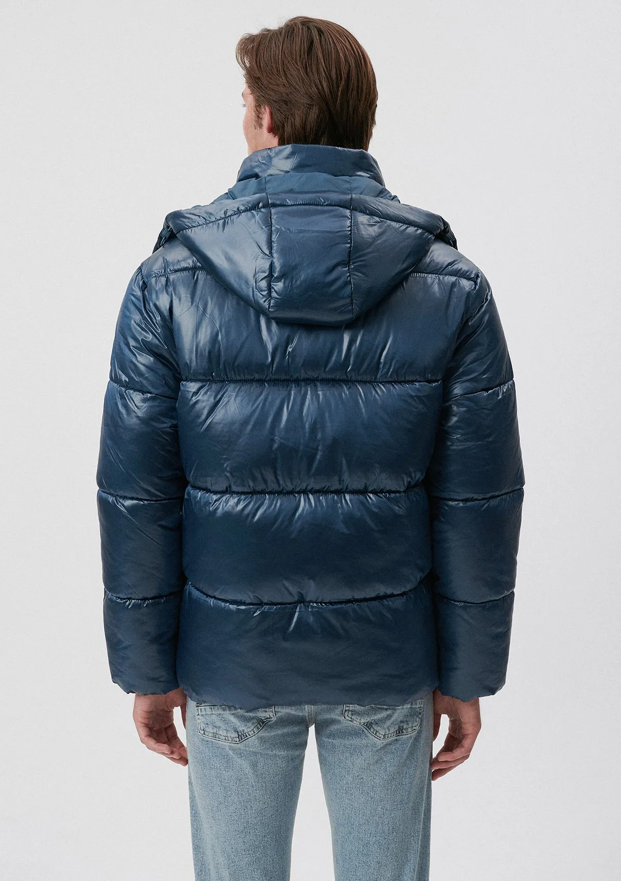 Hooded Navy Puffer Jacket