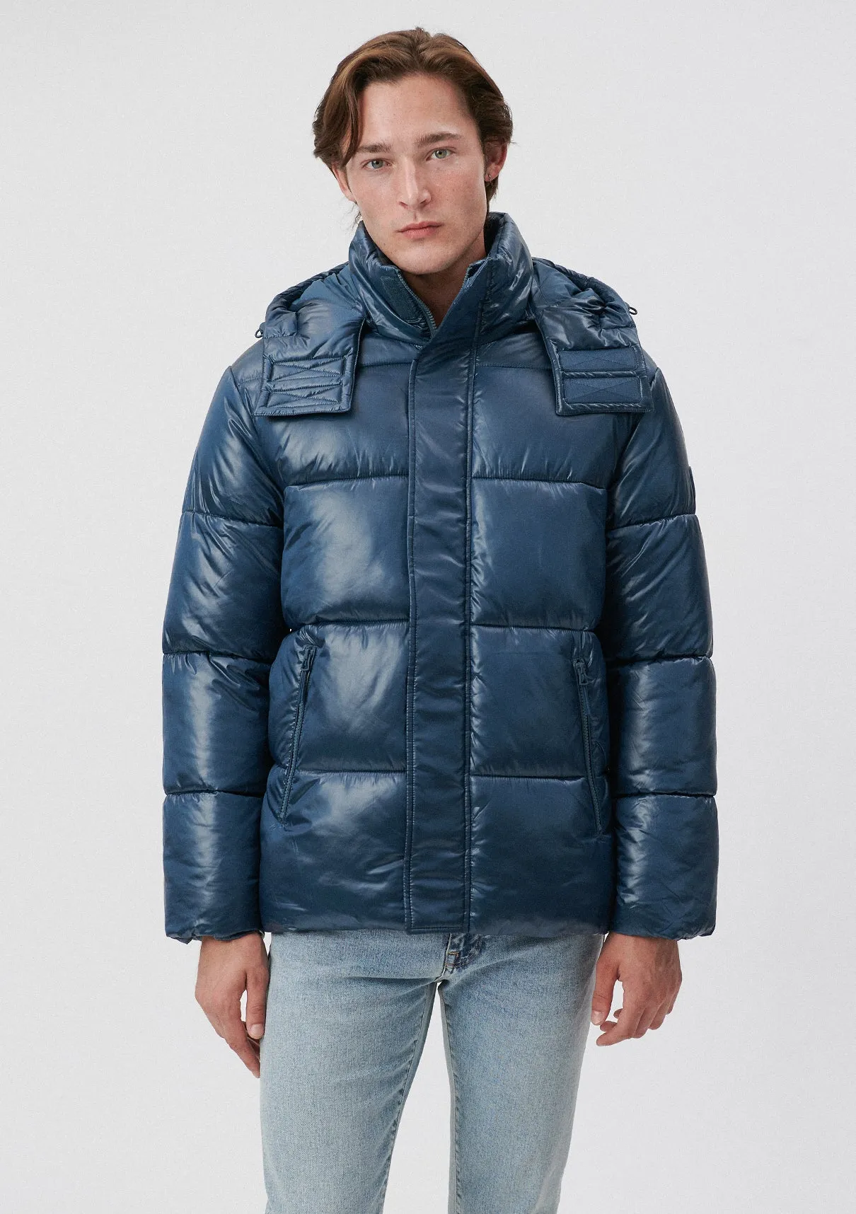 Hooded Navy Puffer Jacket