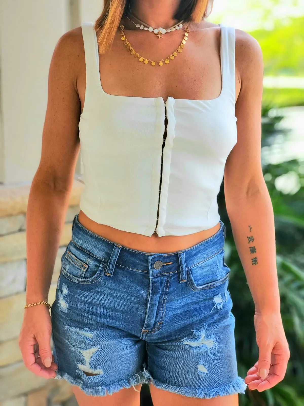 Hook and Eye Solid Color Crop Top