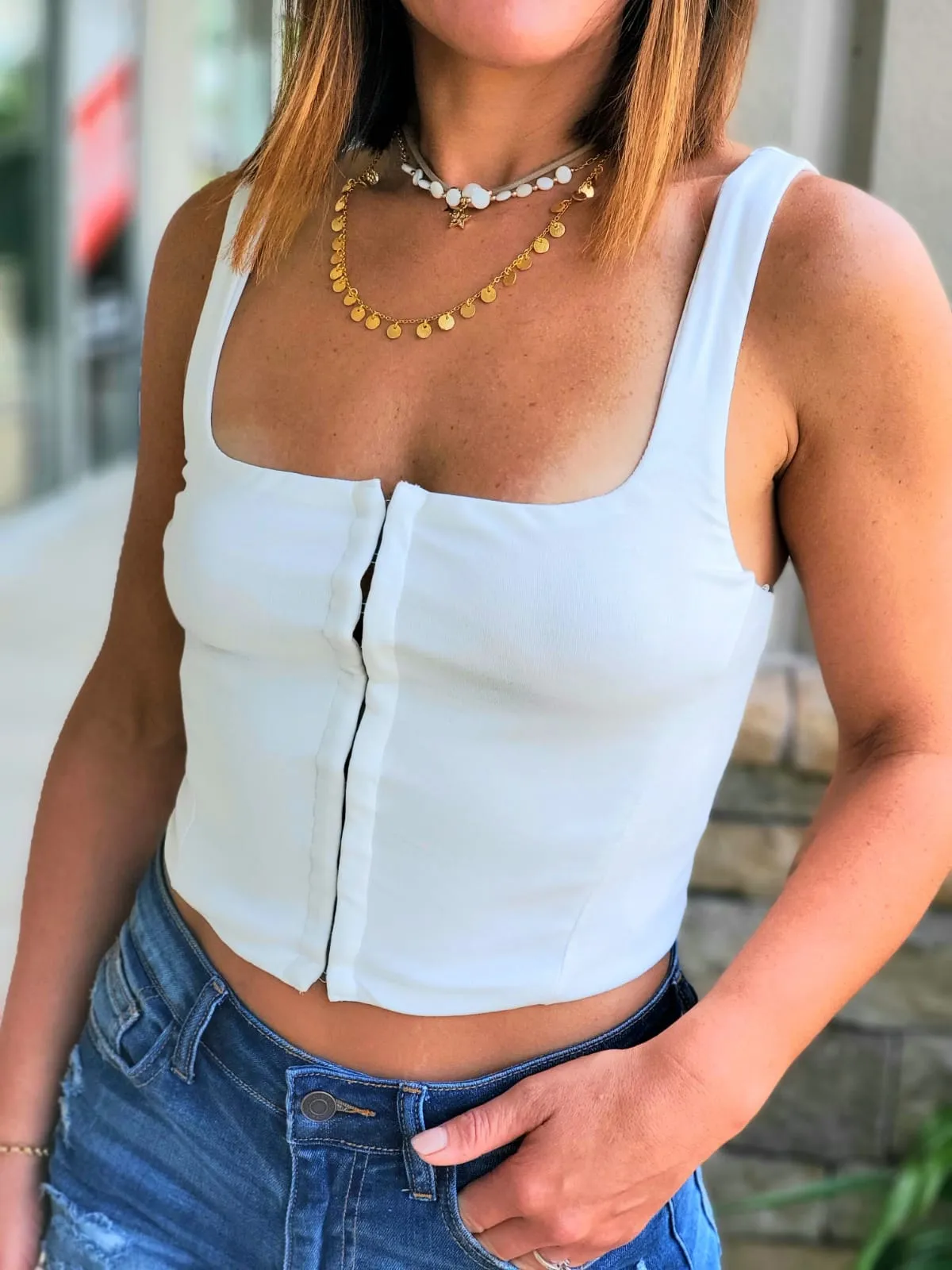 Hook and Eye Solid Color Crop Top