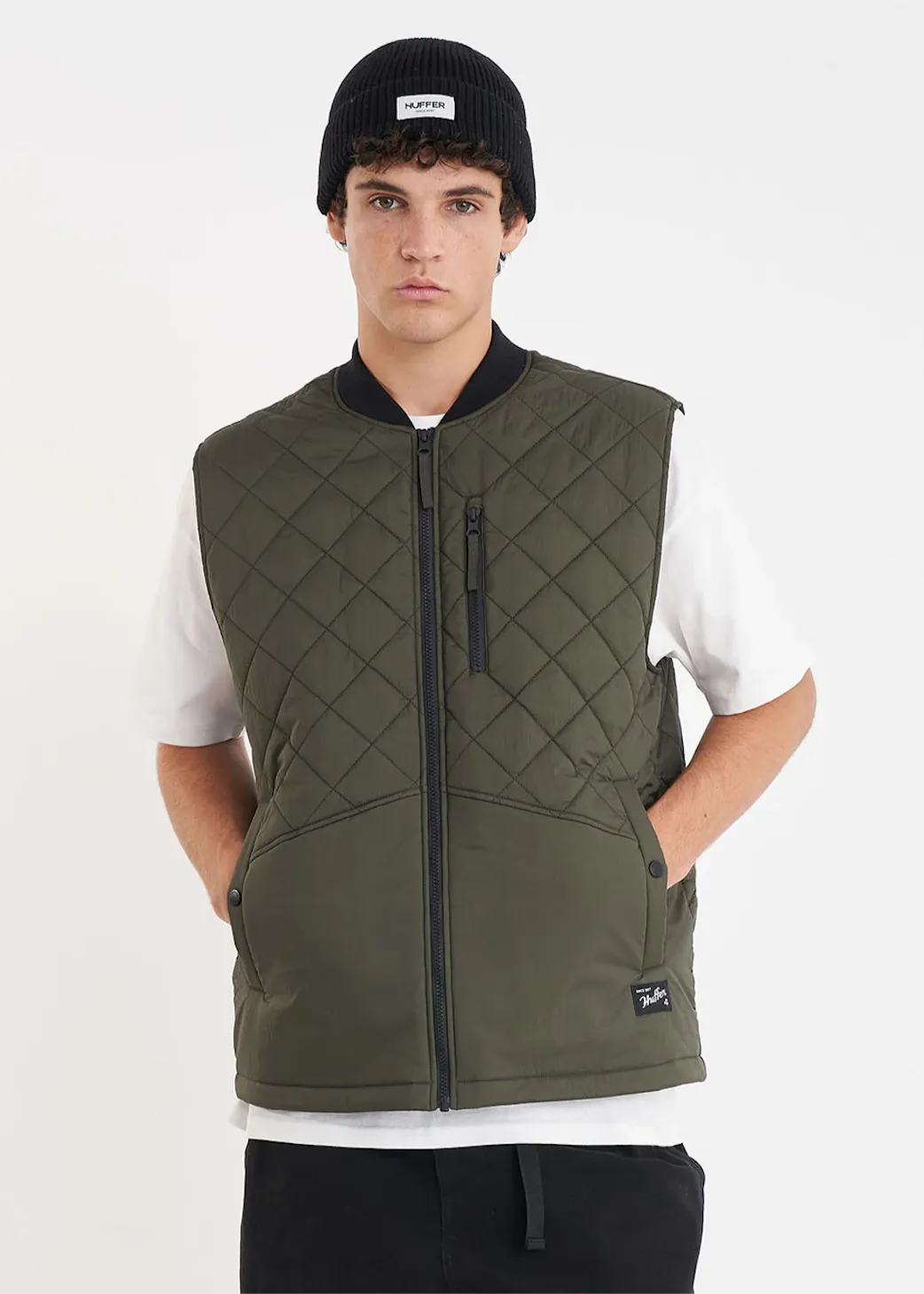 HUFFER Rev Quilted Vest - Cypress