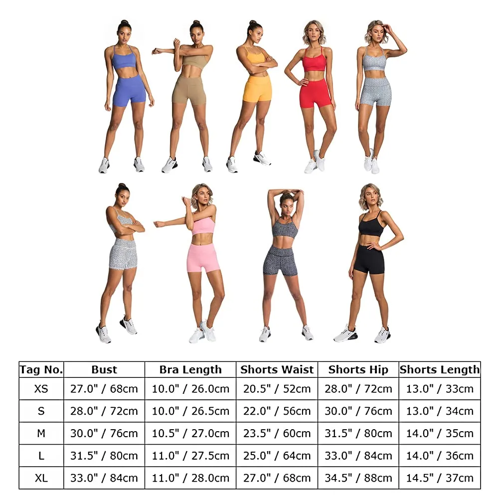 IMEKIS Workout Sets for Women 2 Piece Yoga Outfit: Tracksuits High Waisted Running Biker Shorts with Adjustable Strap Sport Bra Exercise Running Clothes Athletic Gym Sets Matching White Polka Dots S