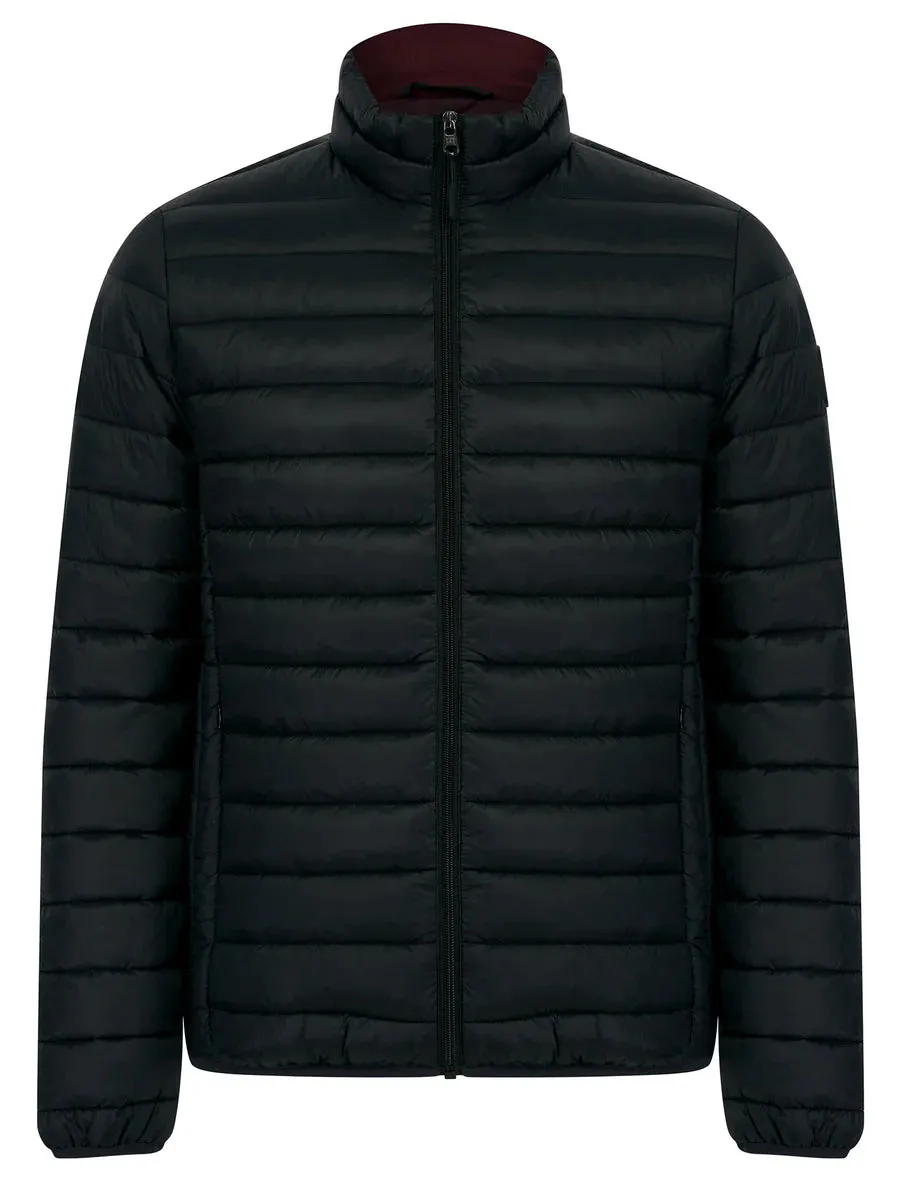 Inigo Funnel Quilted Jacket Black Burgundy