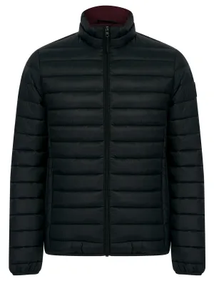 Inigo Funnel Quilted Jacket Black Burgundy