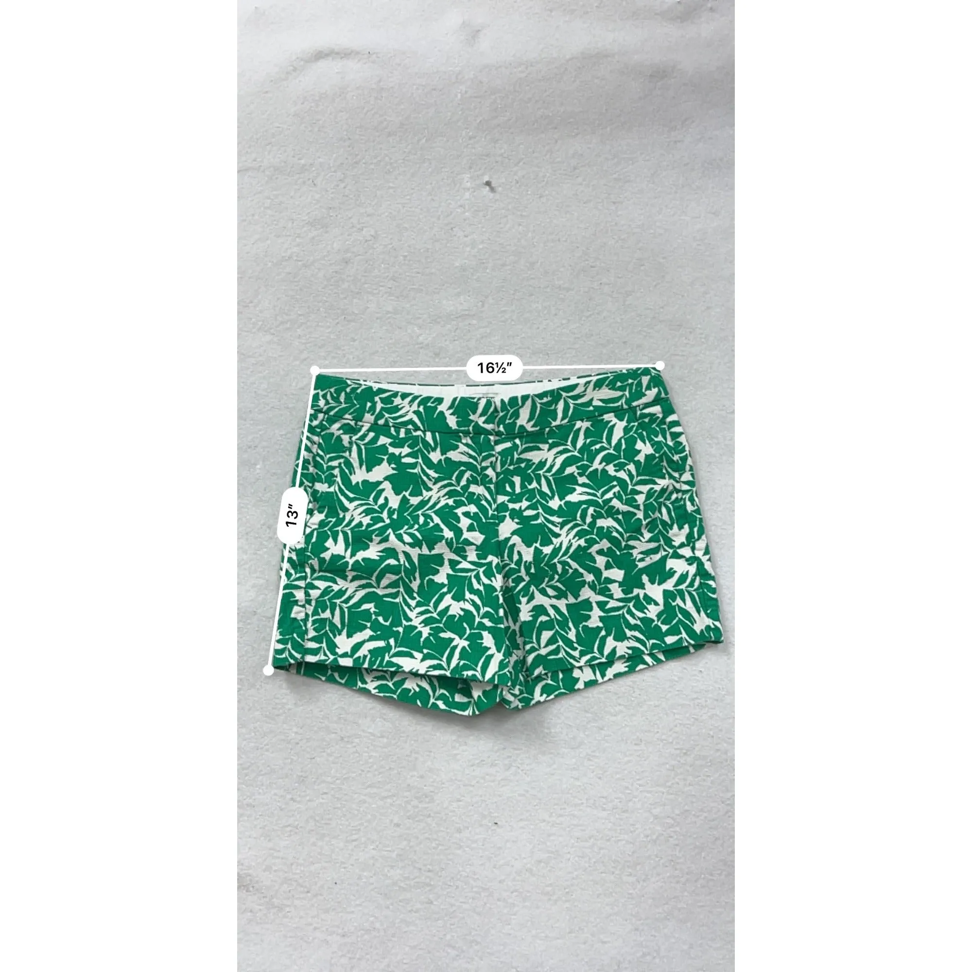 J.Crew Womens Green & White Leaf Print Cotton Shorts Size 6 #8039