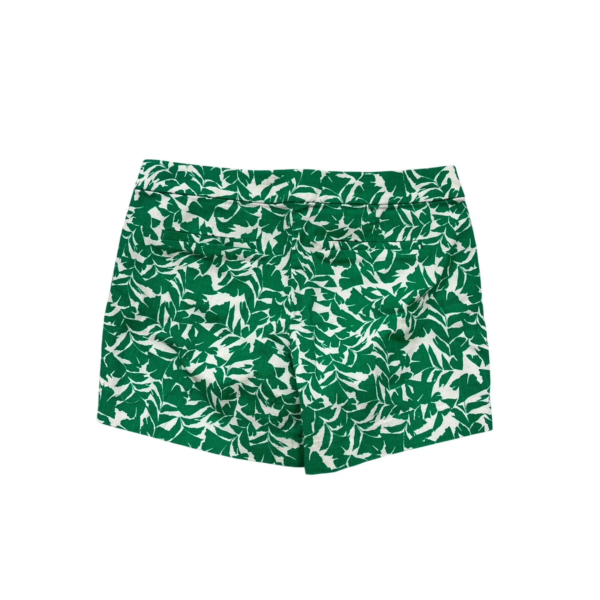 J.Crew Womens Green & White Leaf Print Cotton Shorts Size 6 #8039