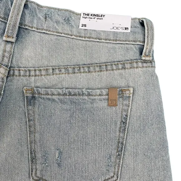 Joe's Jeans Shorts The Kinsley Blue Denim High Rise Deconstructed 4&quot; size 25
