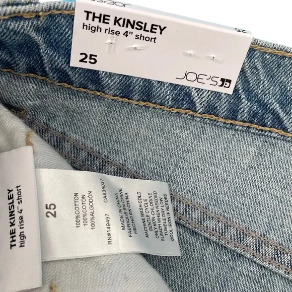 Joe's Jeans Shorts The Kinsley Blue Denim High Rise Deconstructed 4&quot; size 25