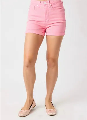 Judy Blue Tummy Control Pink Shorts