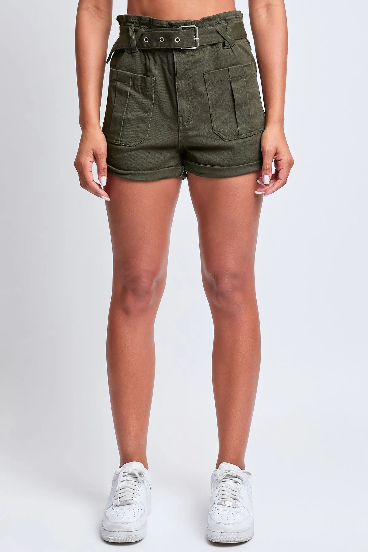 Junior Belted Paperbag Waist Shorts, Pack of 6