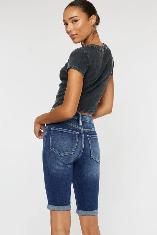 Kan Can High Rise Cuff Bermuda Shorts